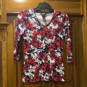 Olsen 3/4 Sleeve White/Red/Navy T-Shirt Size 4